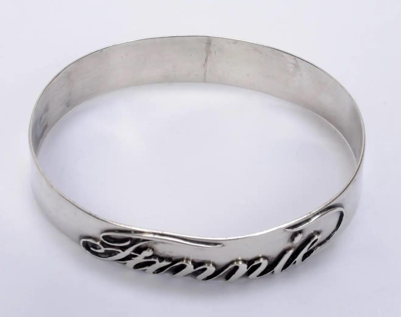 Victorian Sterling Silver Cuff, With Unusual Applied Script 