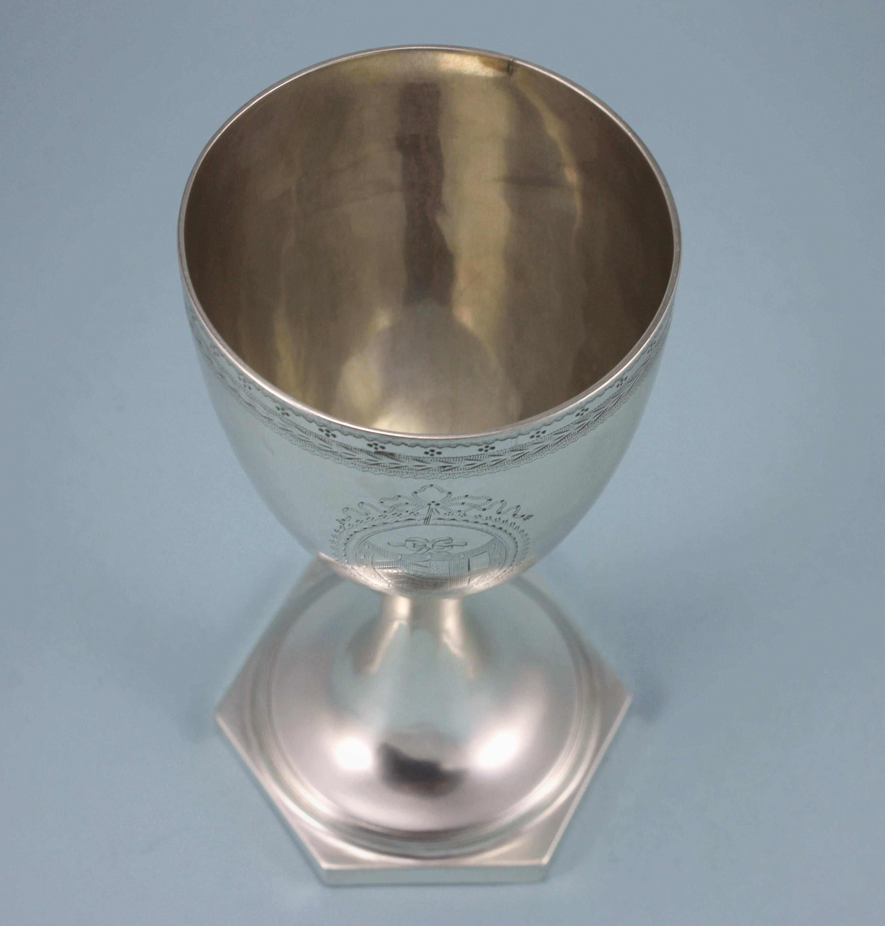 Victorian Sterling Silver Cup on Hexagonal Foot, London, 1869 For Sale 3
