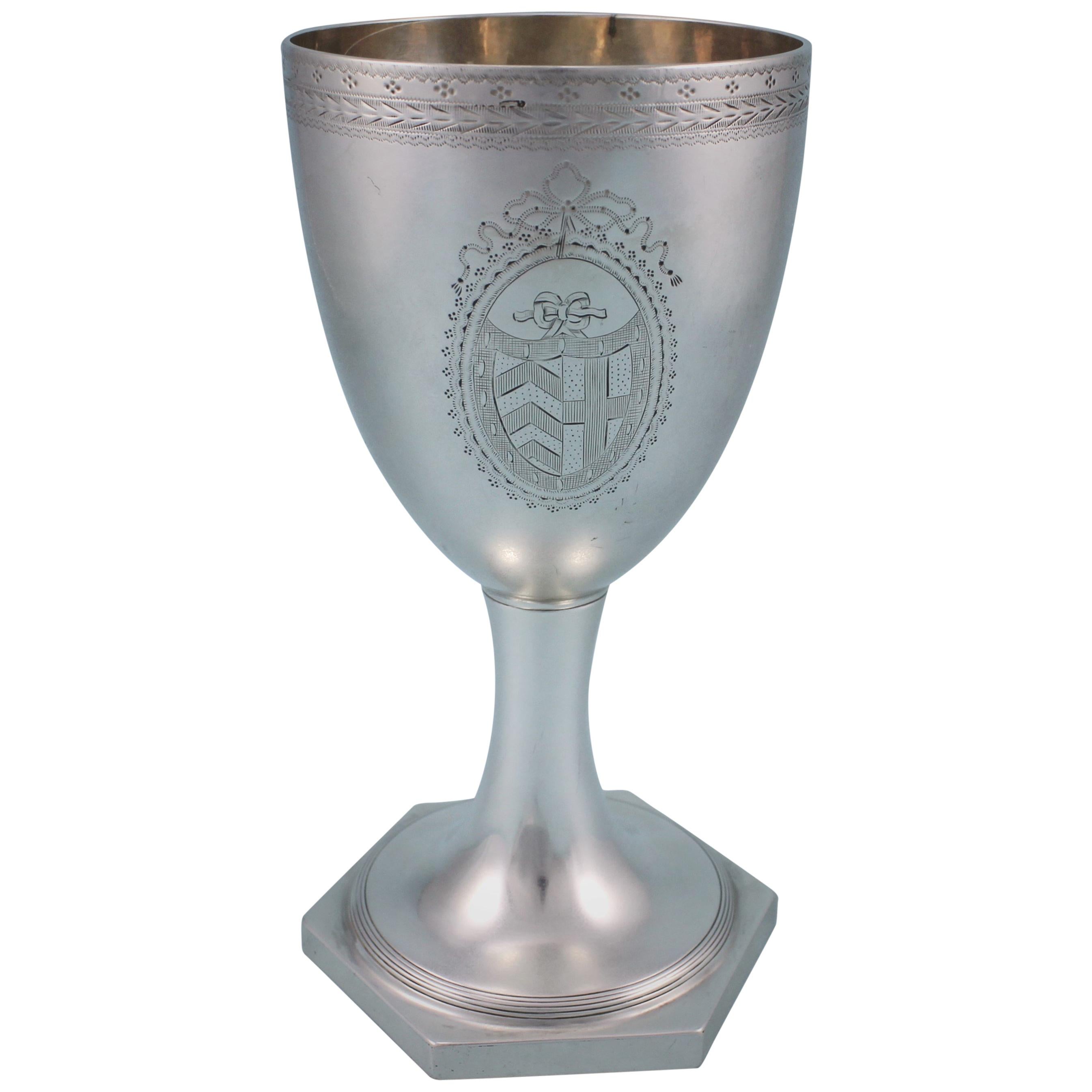Victorian Sterling Silver Cup on Hexagonal Foot, London, 1869 For Sale