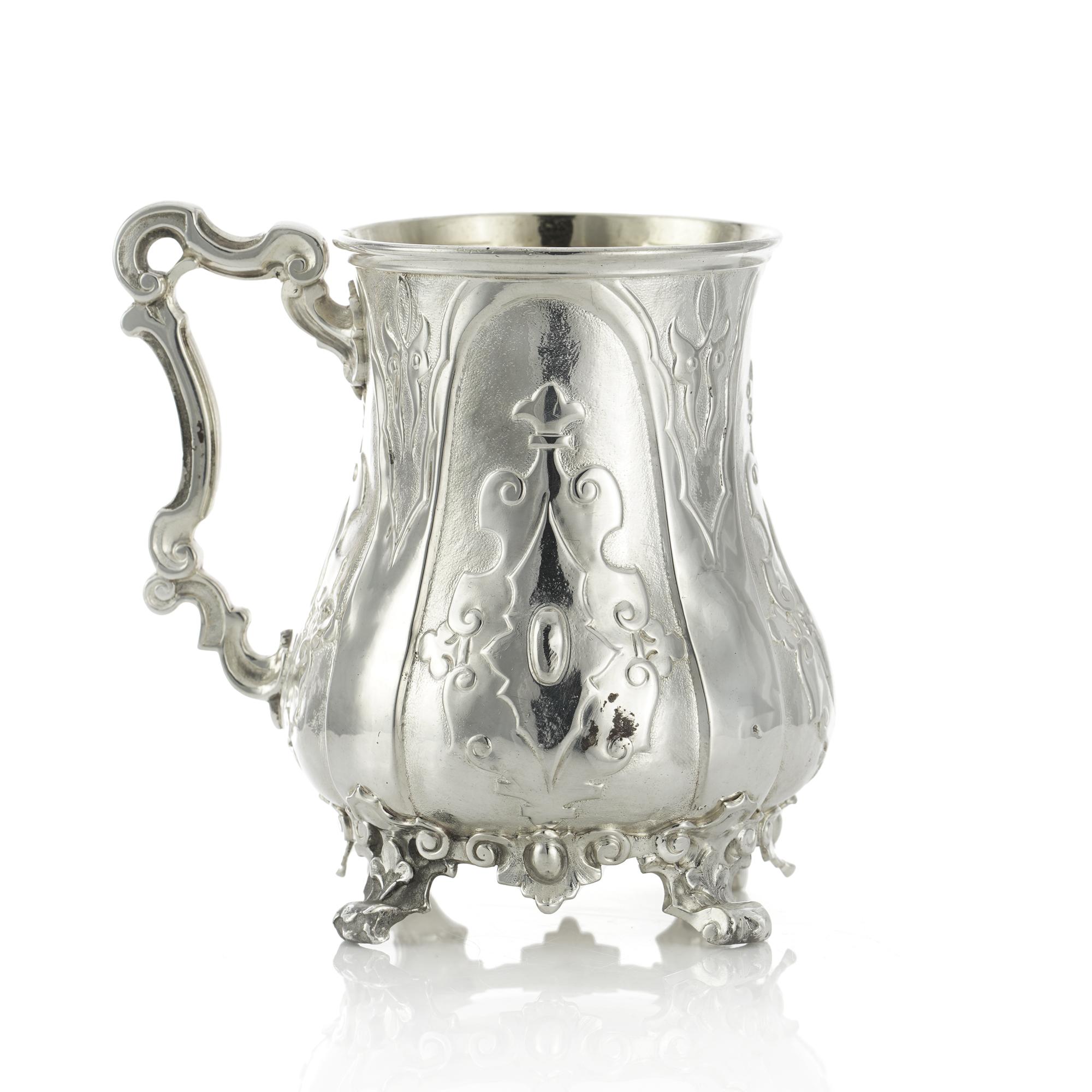 Victorian Sterling Silver Decorative Mug with Handle For Sale 2