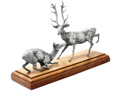 Victorian Sterling Silver Deer and Stag Table Ornament