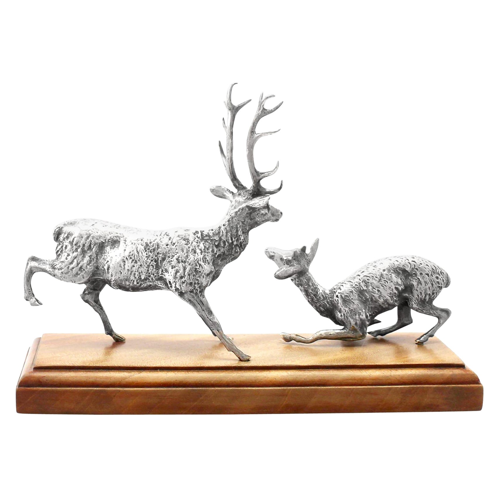 Victorian Sterling Silver Deer and Stag Table Ornament