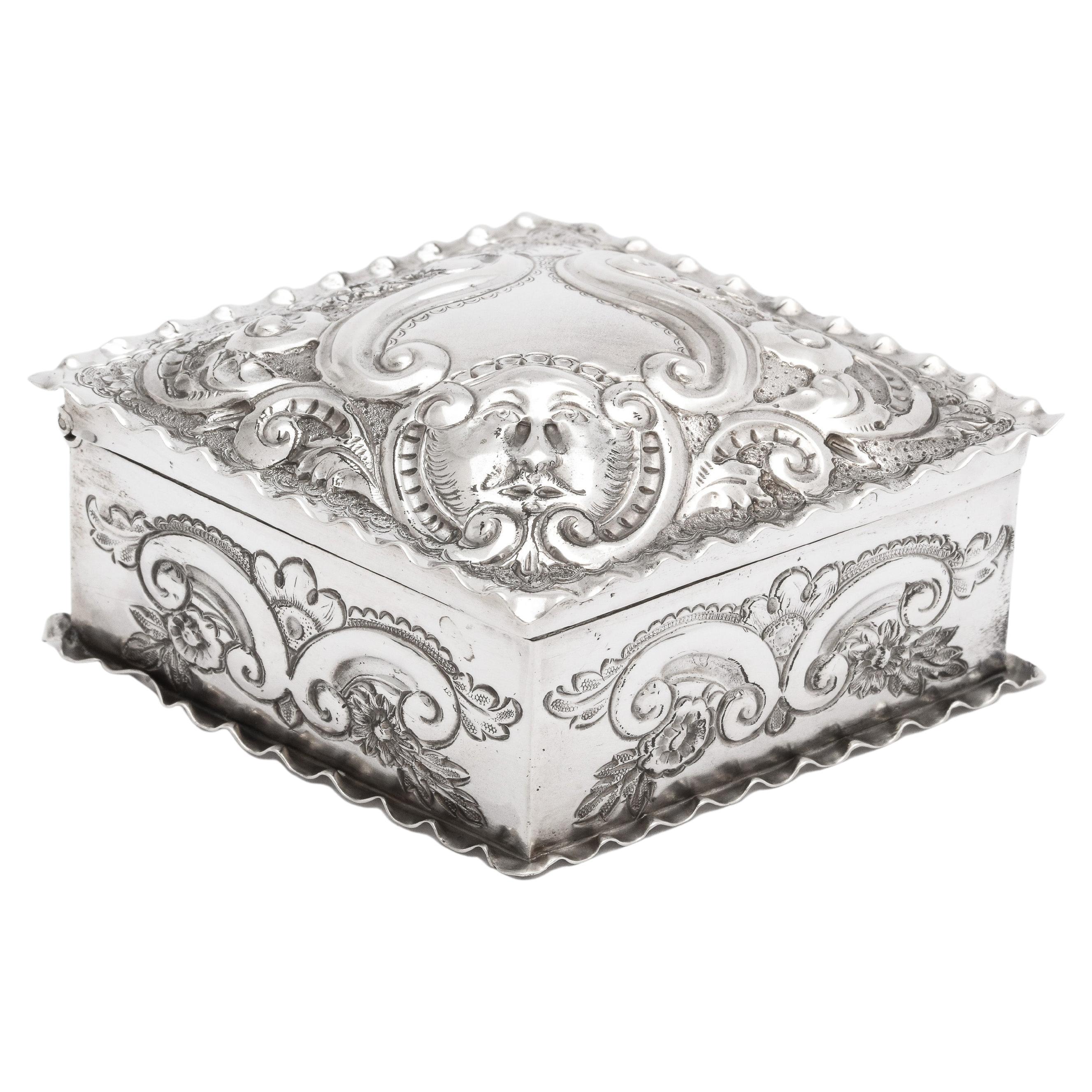 small glass trinket box octagonal glass trinket box with sterling silver lid Antique silver topped trinket or pill box