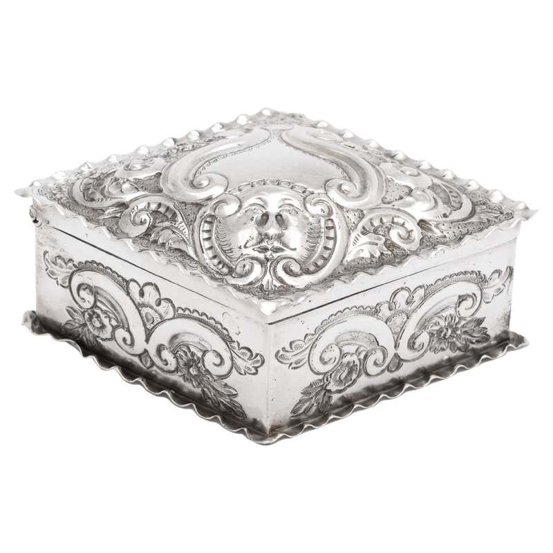 Regency Style Sterling Silver Knife-Box-Form Tea Caddy with Hinged Lid ...