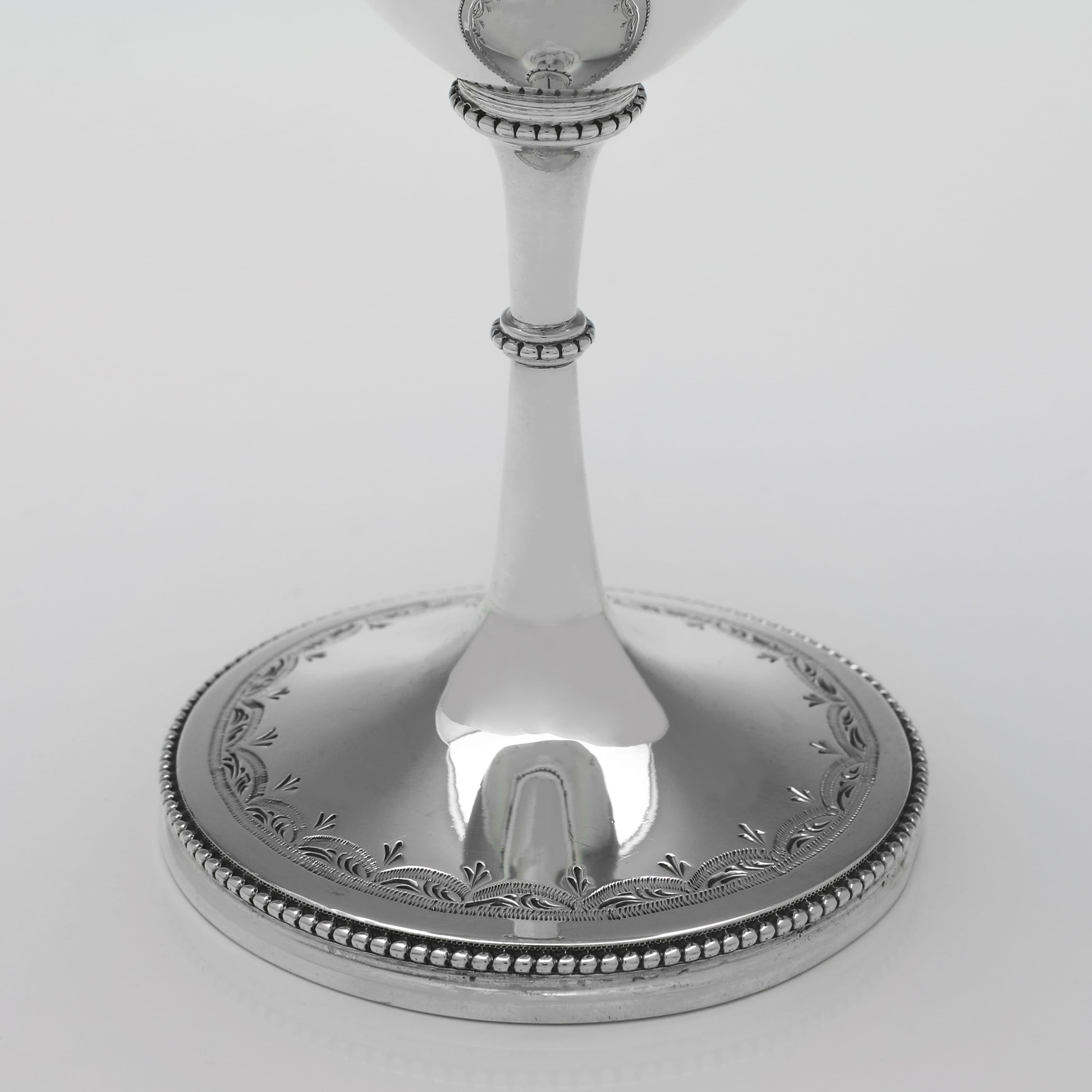 Mid-19th Century Victorian sterling silver engraved goblet hallmarked in 1869 by George Unite For Sale