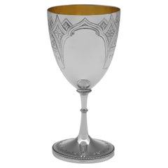 Calice vittoriano in argento sterling inciso e marchiato nel 1869 da George Unite