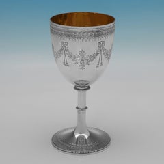 Victorian Sterling Silver Engraved Goblet, Robert Harper, London 1859