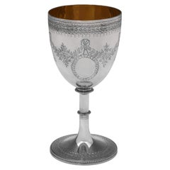 Victorian Sterling Silver Engraved Goblet, Robert Harper, London 1859