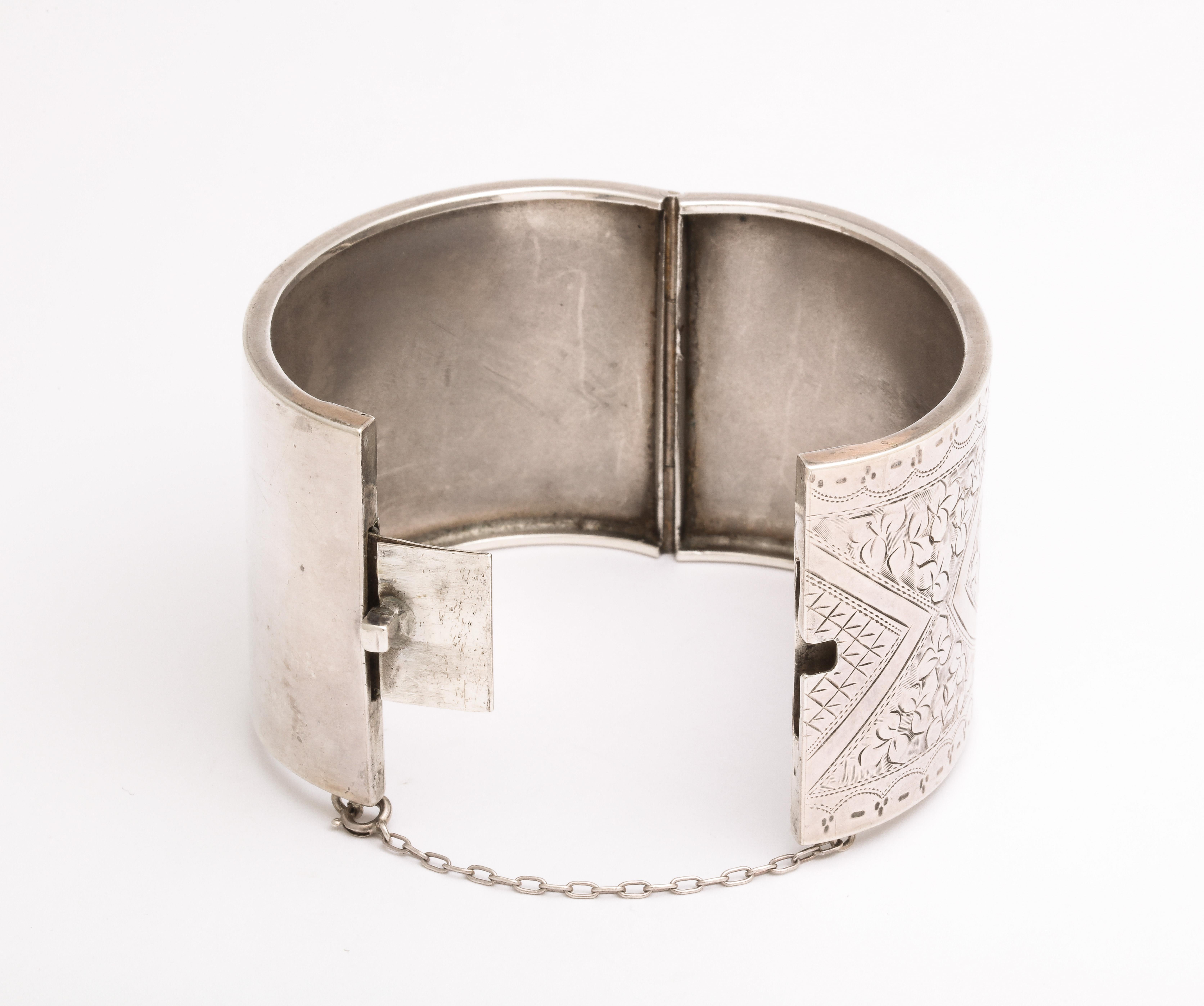 Bracelet manchette victorien en argent sterling à feuilles de lierre extra-large en vente 2