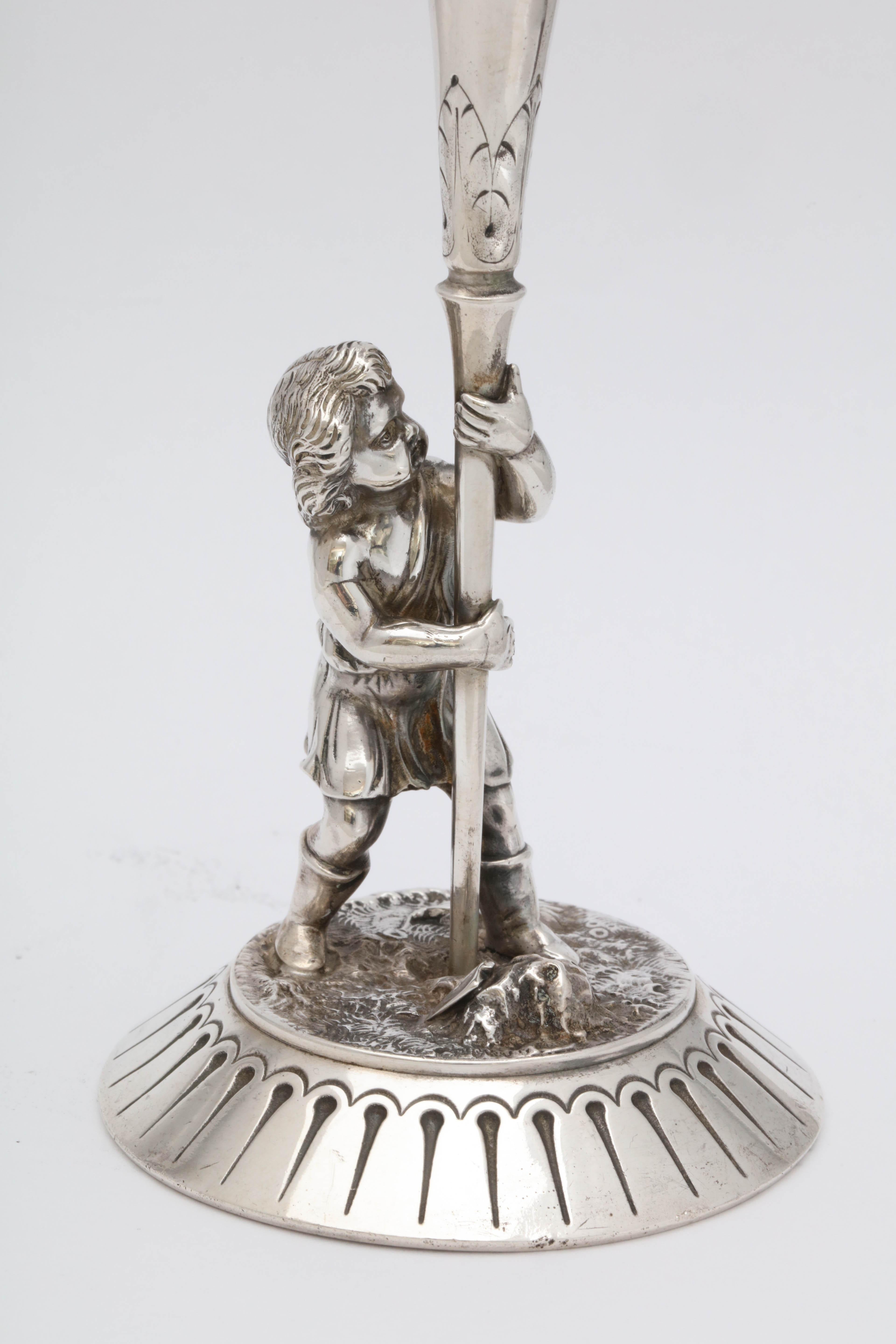 Victorian Sterling Silver Figural Bud Vase By Gorham In Good Condition For Sale In New York, NY
