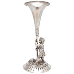 Antique Victorian Sterling Silver Figural Bud Vase By Gorham