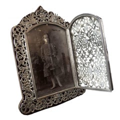 Victorian Sterling Silver Filigree Pierced Opening Photograph Frame, 1890