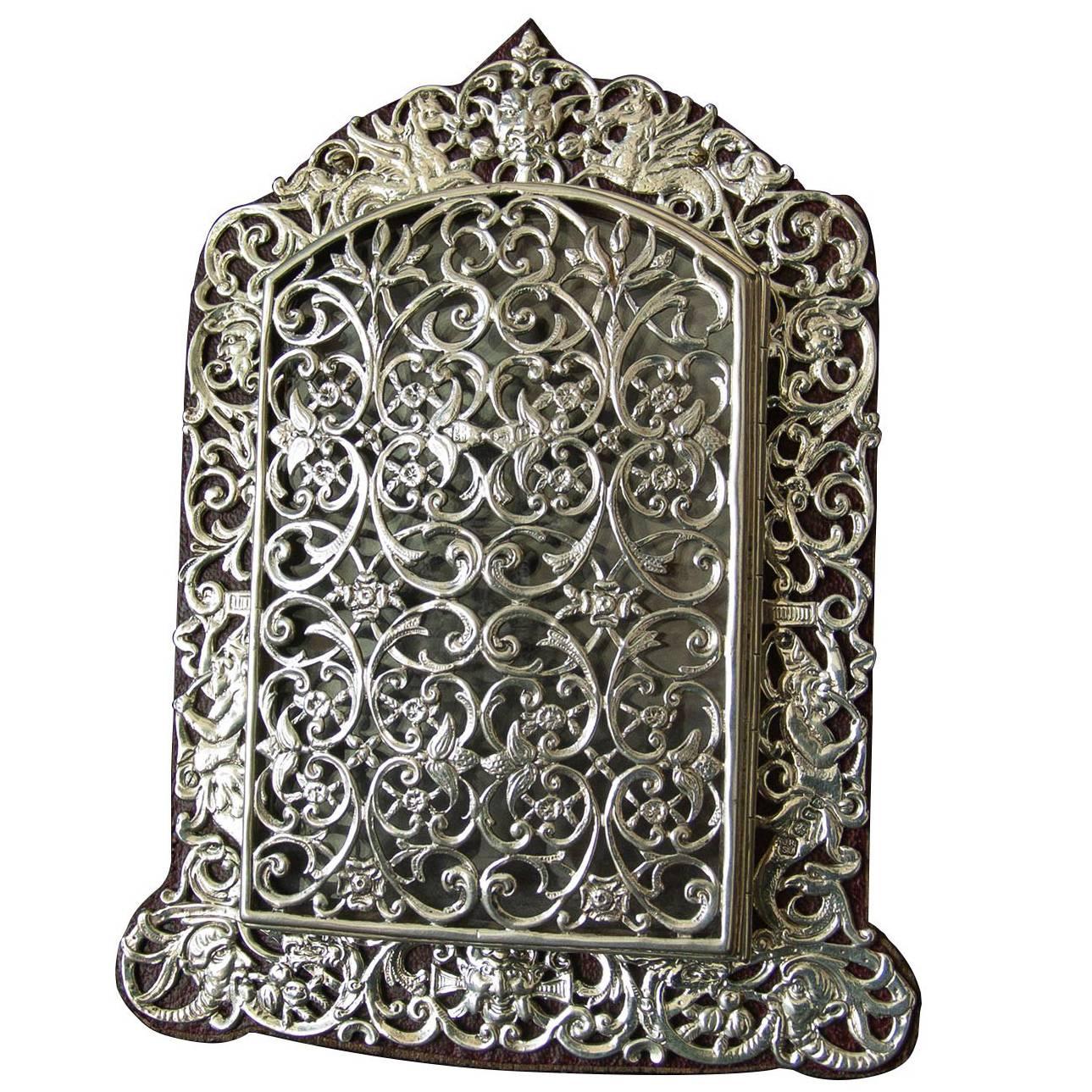 Victorian Sterling Silver Filigree Pierced Opening Photograph Frame, 1890 For Sale