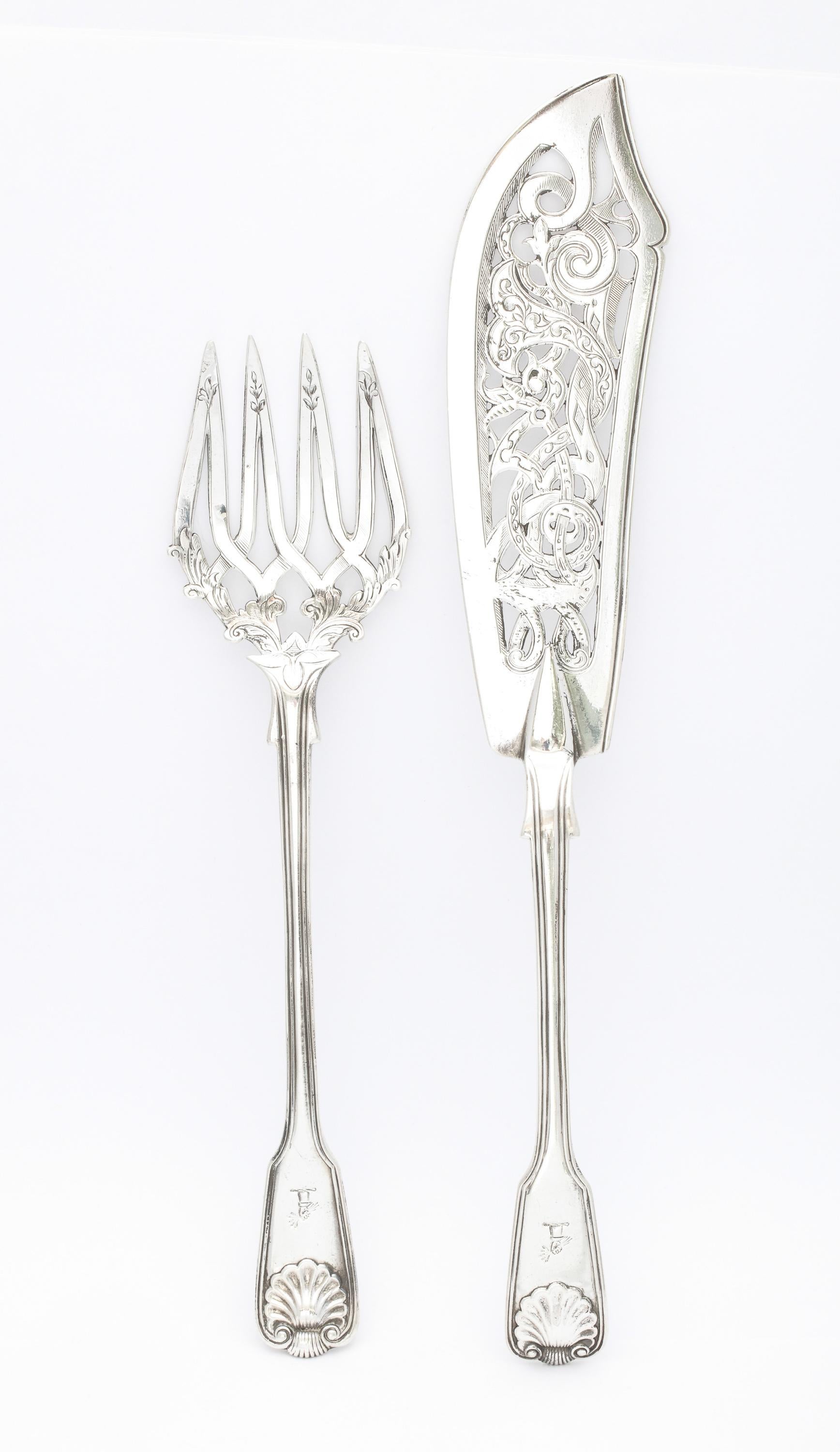Victorian Sterling Silver Fish Serving Set 8