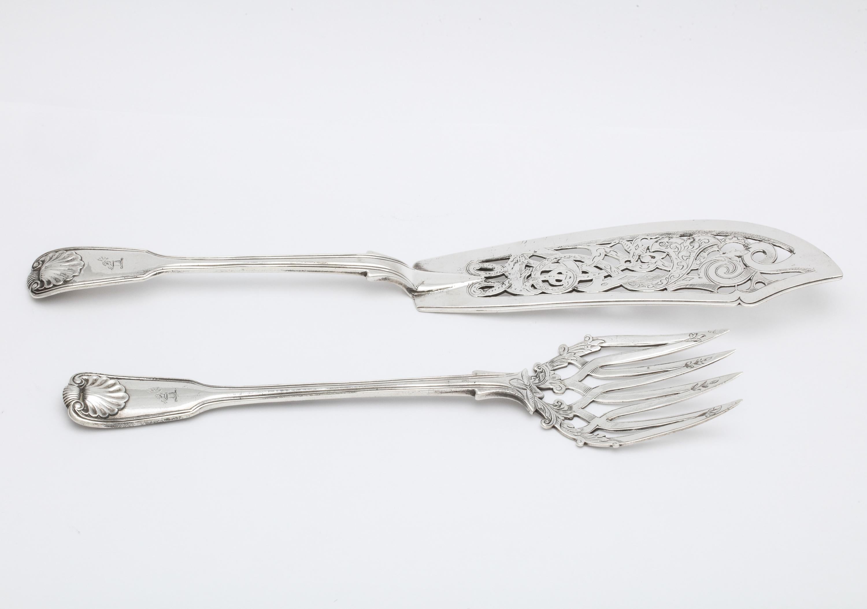 English Victorian Sterling Silver Fish Serving Set