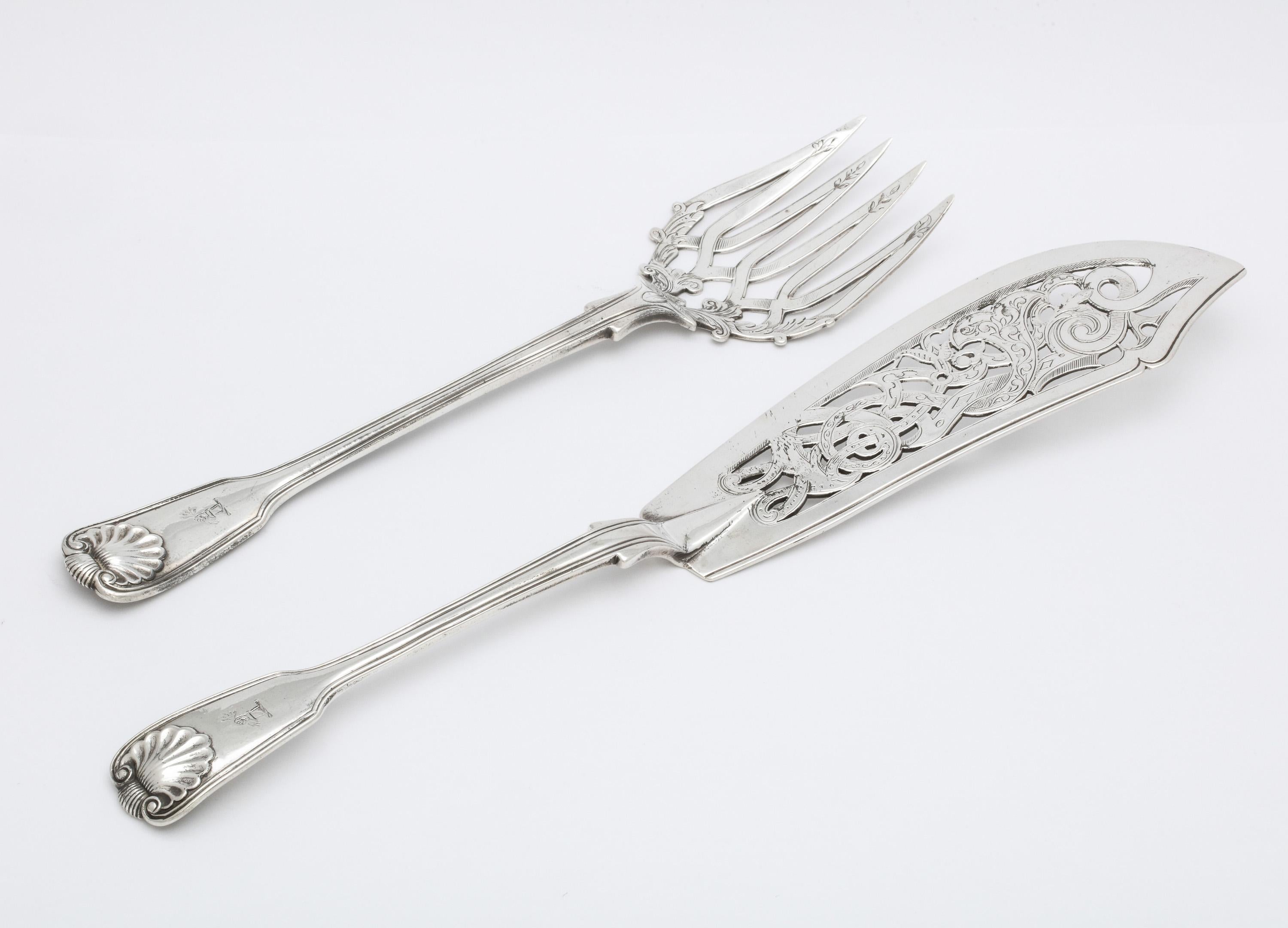 Mid-19th Century Victorian Sterling Silver Fish Serving Set