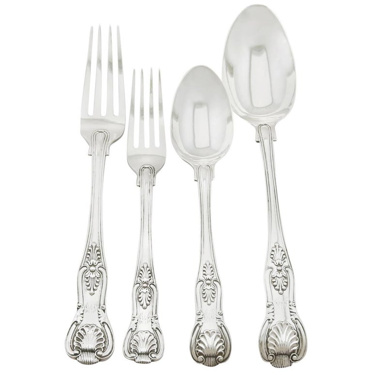 Victorian Sterling Silver Flatware Service For Sale at 1stdibs