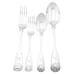 Victorian Sterling Silver Flatware Set for Twelve Persons by George Adams (1842)