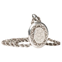 Victorian Sterling Silver Floral Locket With A Chain