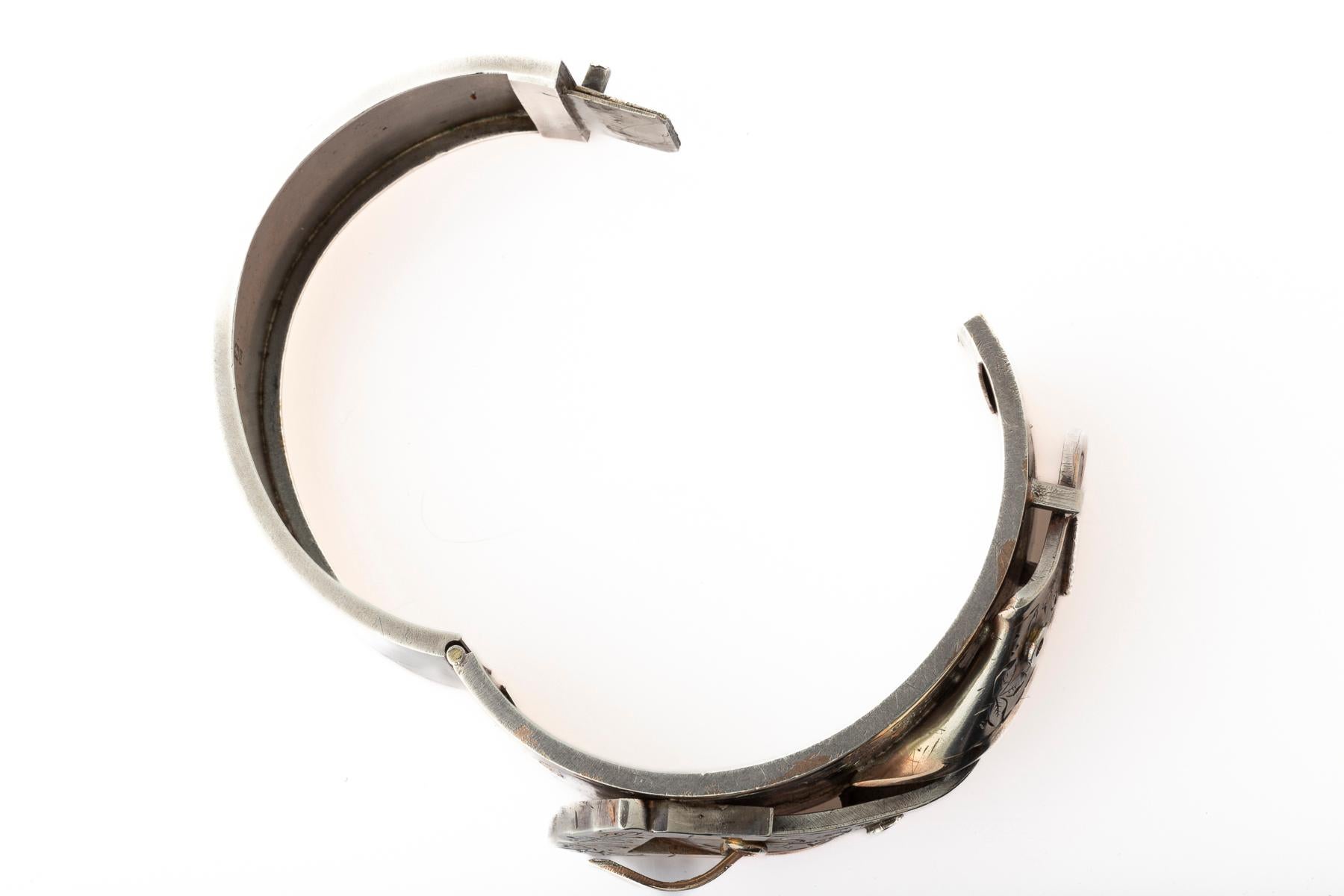 Bracciale vittoriano con fibbia Foldes in argento sterling in vendita 1
