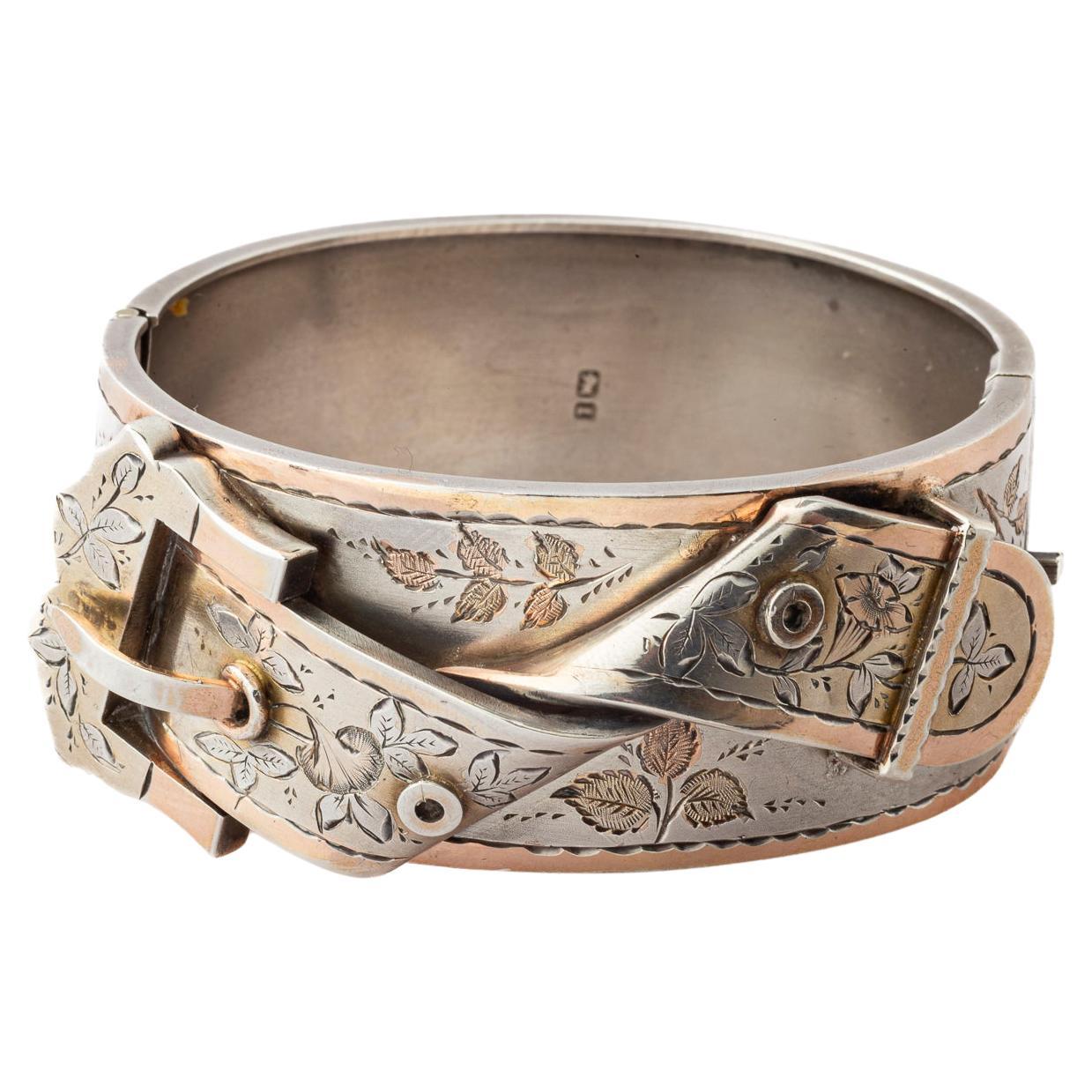 Victorian Sterling Silver Folded Buckle Cuff