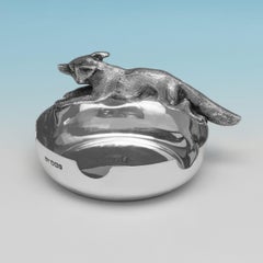 Victorian Sterling Silver Fox Ash Tray, Mappin & Webb, Sheffield 1900