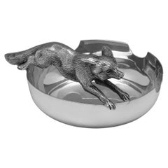 Victorian Sterling Silver Fox Ash Tray, Mappin & Webb, Sheffield 1900