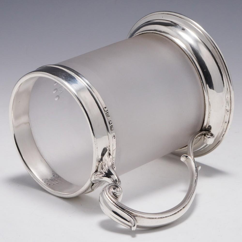 Victorian Sterling Silver & Frosted Glass Tankard London, 1855 In Good Condition For Sale In Tunbridge Wells, GB