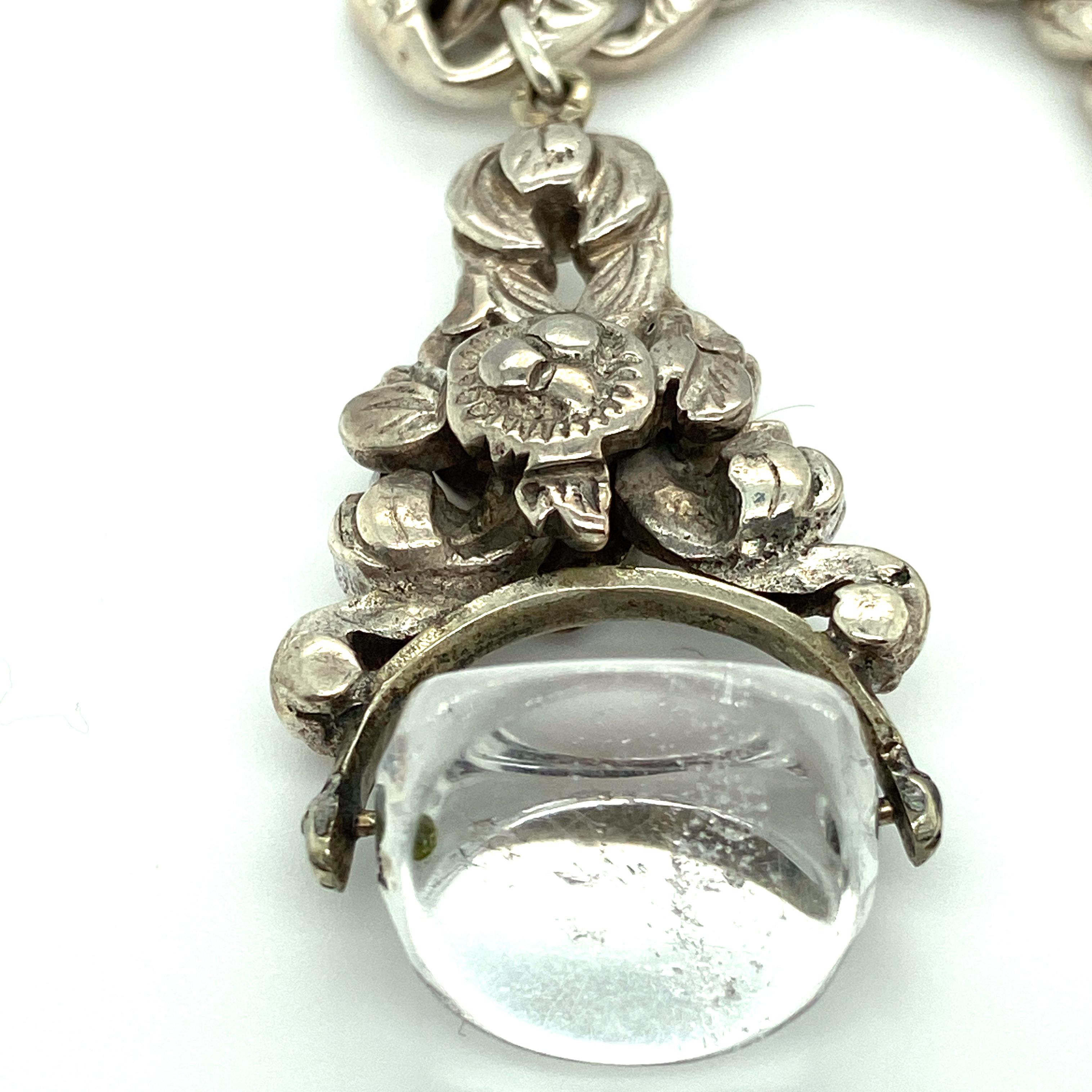 Women's Victorian Sterling Silver Gate Bracelet Watch Fob