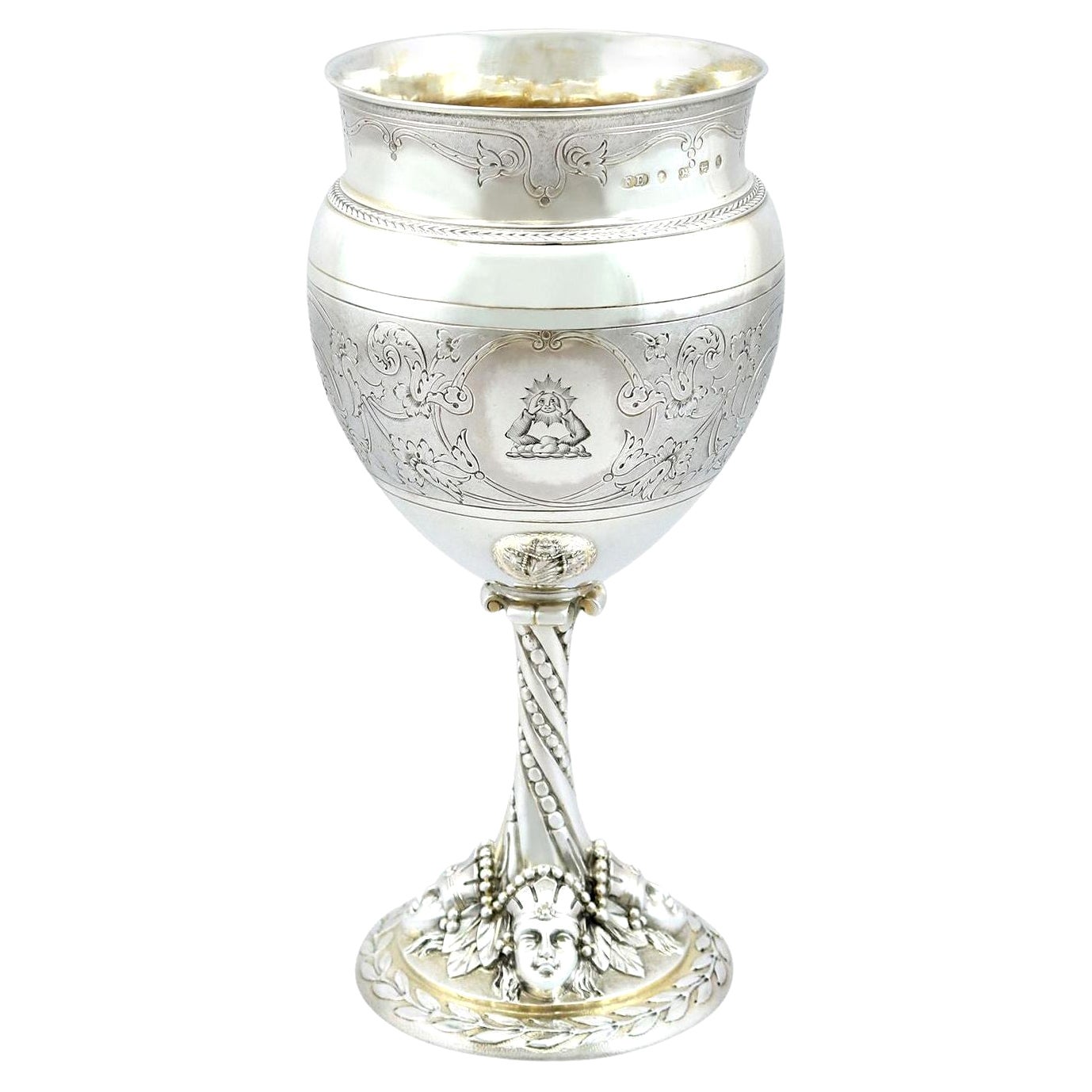 Victorian Sterling Silver Gilt Goblet For Sale