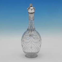 Victorian Sterling Silver & Glass Claret Jug, Hirons, Plante & Co, 1862