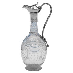 Victorian Sterling Silver & Glass Claret Jug, Hirons, Plante & Co, 1862