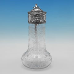 Victorian Sterling Silver & Glass Claret Jug, William Edwards, London 1872