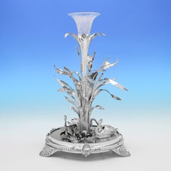 Victorian Sterling Silver & Glass Naturalistic Centrepiece by Elkington, 1859
