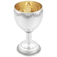 Victorian Sterling Silver Goblet, London 1853, Floral Engraving