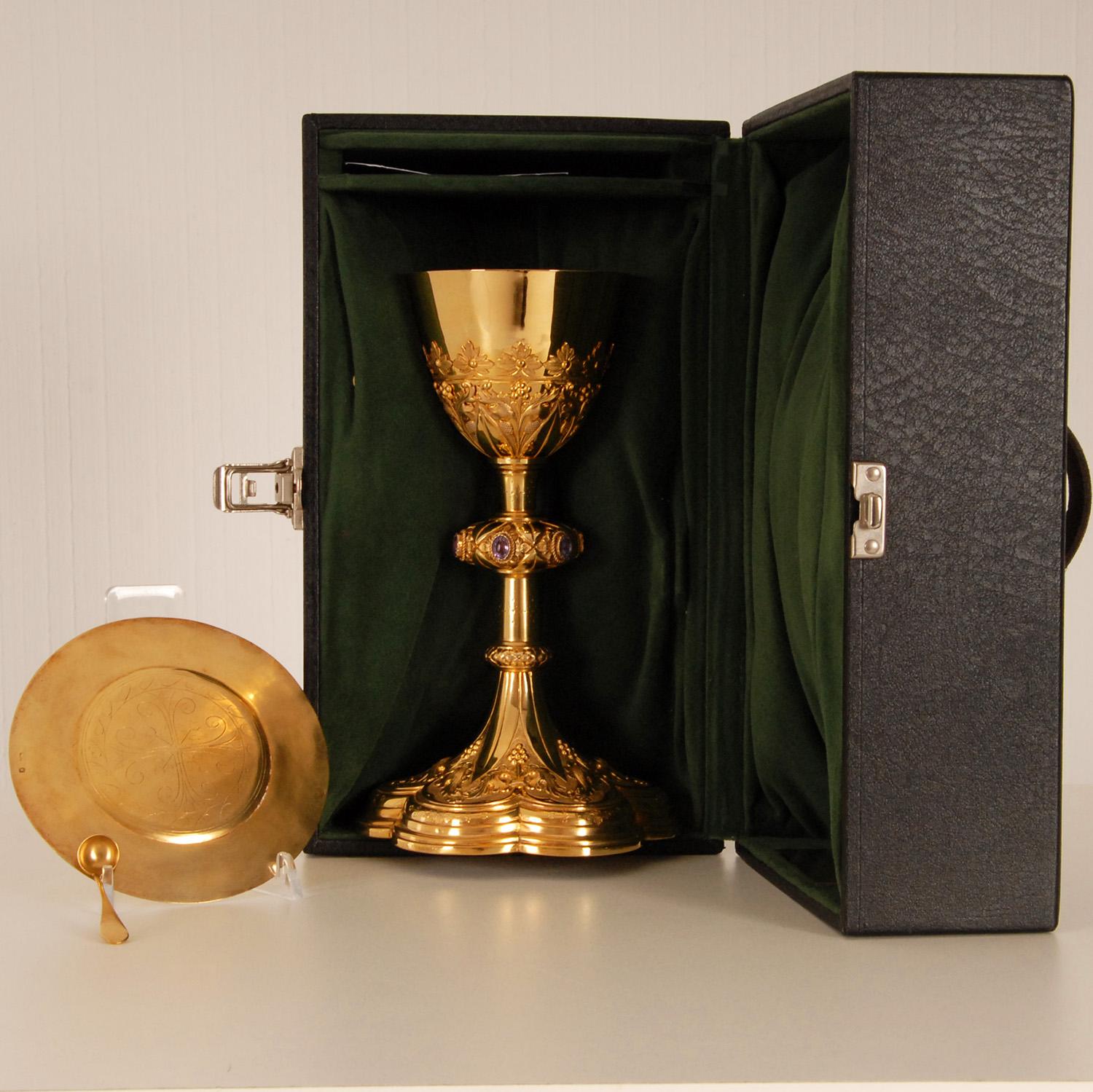 Victorian Sterling Silver Gothic Chalice Jewelled Gilded Silver Holy Goblet 3