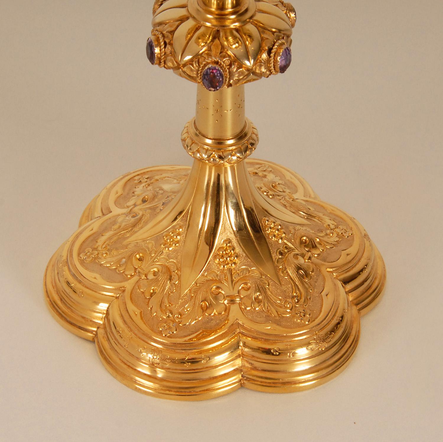 Victorian Sterling Silver Gothic Chalice Jewelled Gilded Silver Holy Goblet 5