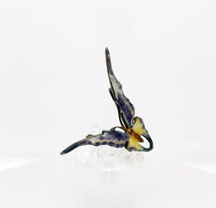 Victorian Sterling Silver Hand Enameled Butterfly Brooch, 1880