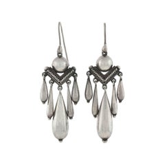 Antique Victorian Sterling Silver Hanging Vessel Earrings