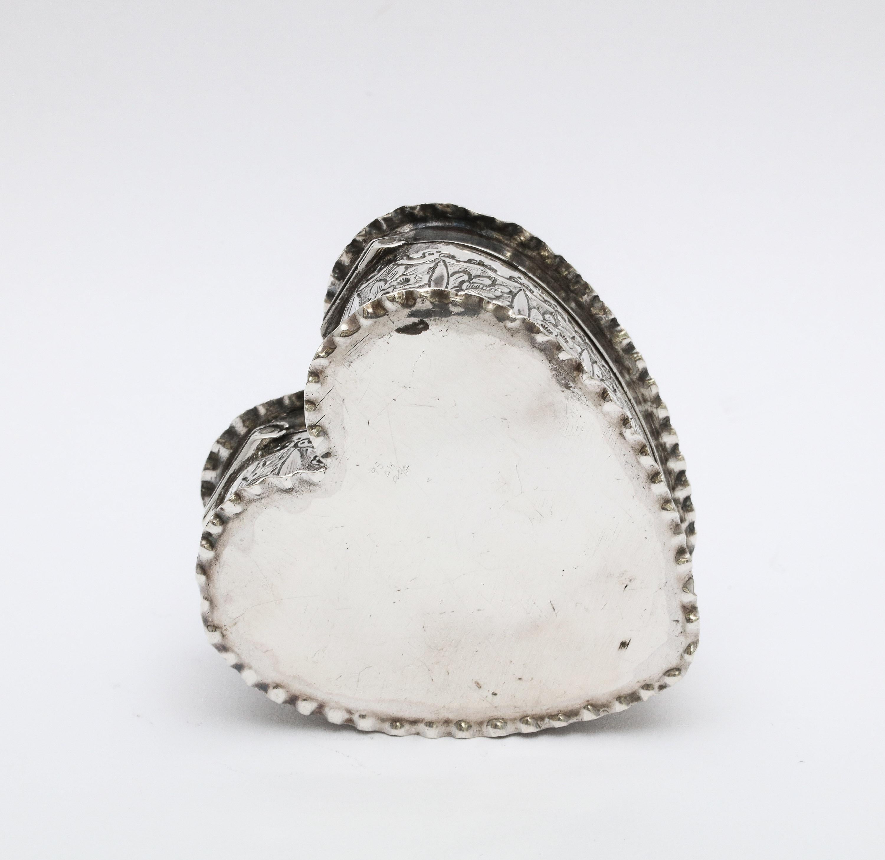 Victorian Sterling Silver Heart-Form Trinkets Box with Hinged Lid 6