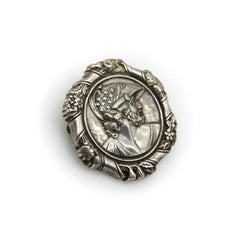 Victorian Sterling Silver Helmeted Greek Warrior God Brooch
