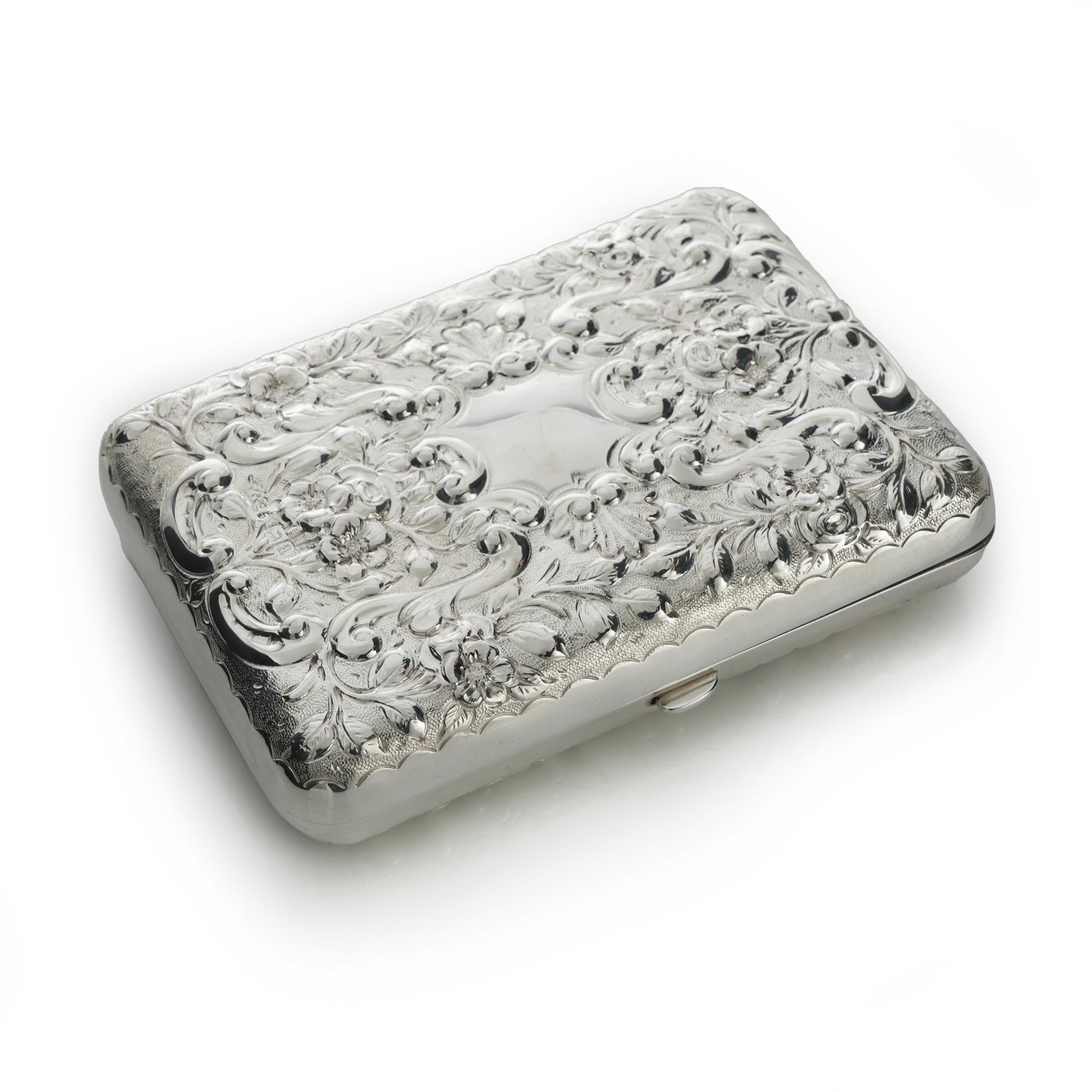 Viktorianische Sterling Silber hoch dekoriert Zigarrenetui / Box im Angebot 3