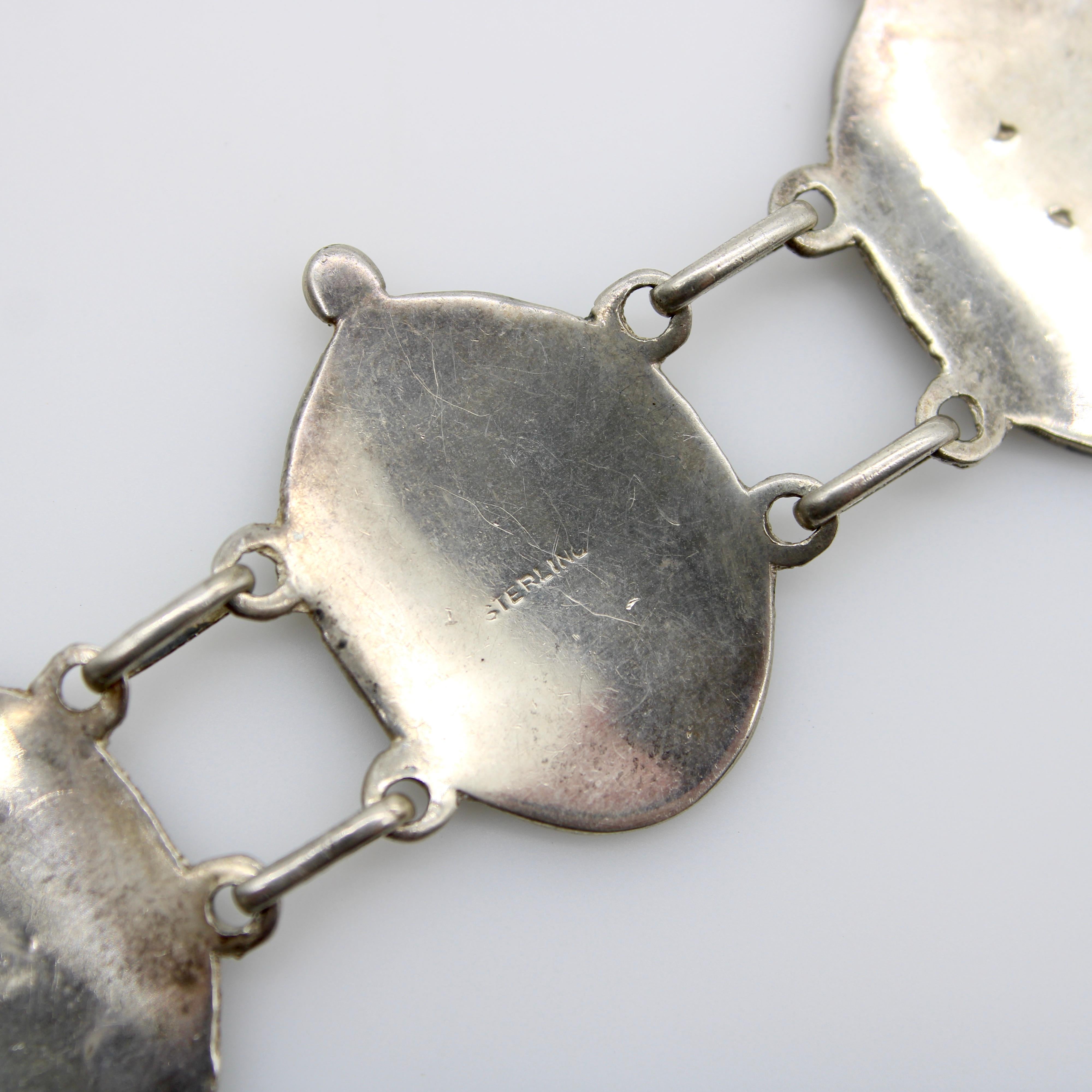 Viktorianisches Sterling Silber Homer Medaillon A Link-Armband im Angebot 2