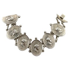 Victorian Sterling Silver Homeric Medallion Link Bracelet