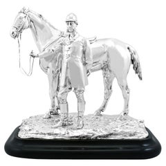 Antique Victorian Sterling Silver Horse and Huntsman Table Centrepiece 1869