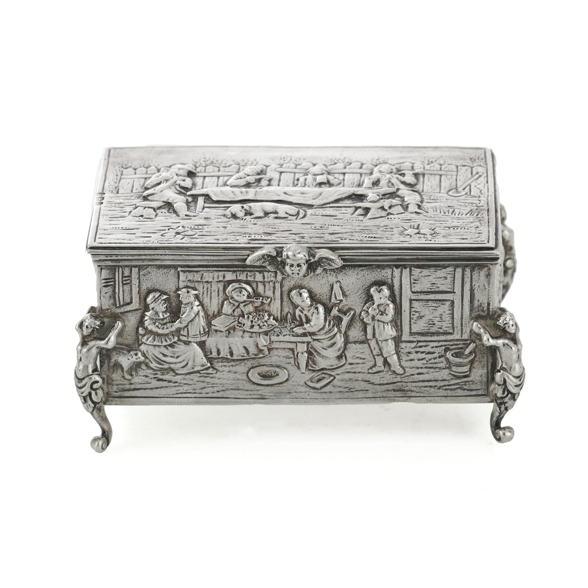 German Victorian Sterling Silver Jewellery Box