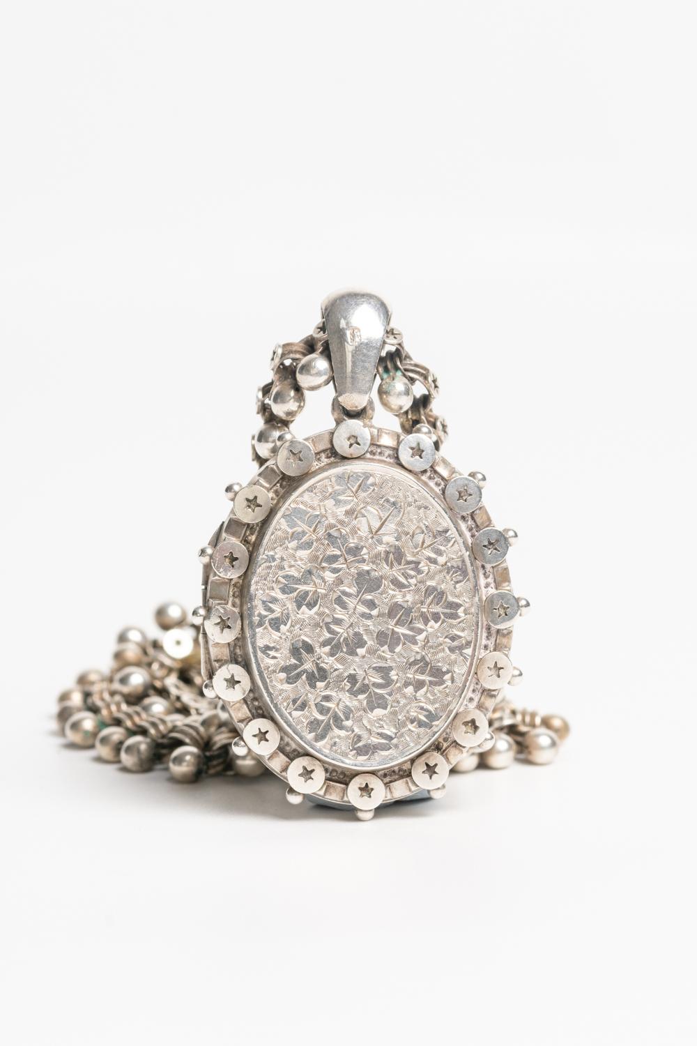 Aesthetic Movement Victorian Sterling Silver Locket with a Necklace