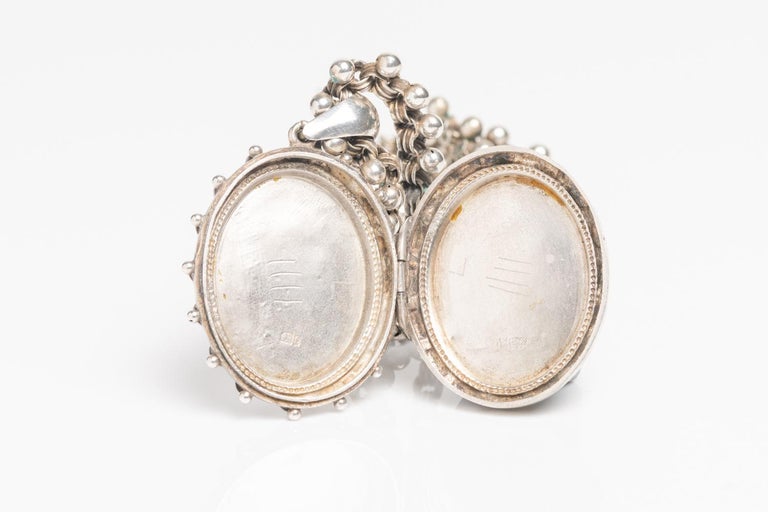 Victorian Sterling Silver Locket with a Necklace For Sale at 1stDibs