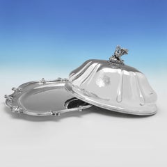 Victorian Sterling Silver Meat Dish & Cover by Benjamin Smith III - London 1840