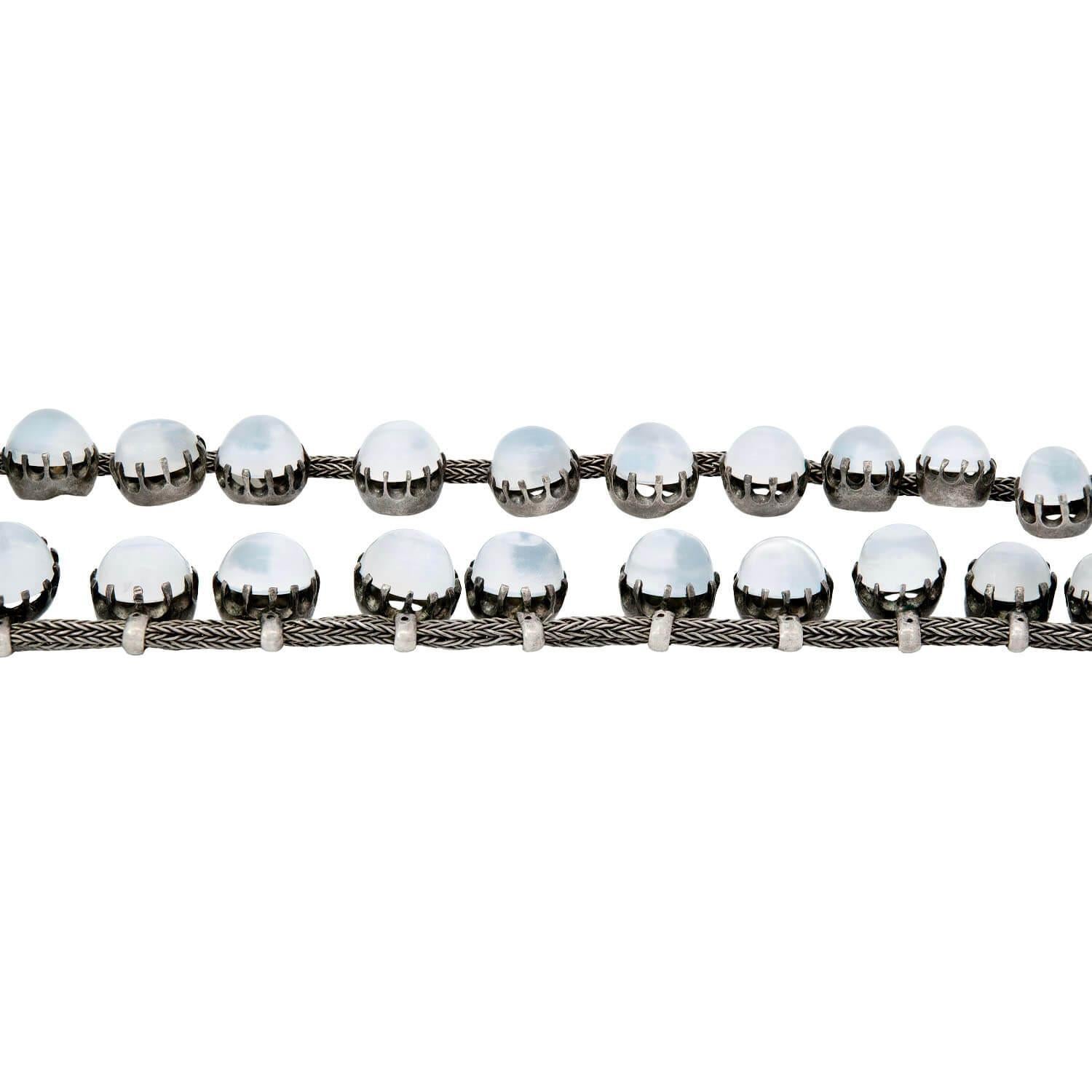 Vittoriano Collana vittoriana con festone graduato in pietra di luna in argento sterling in vendita